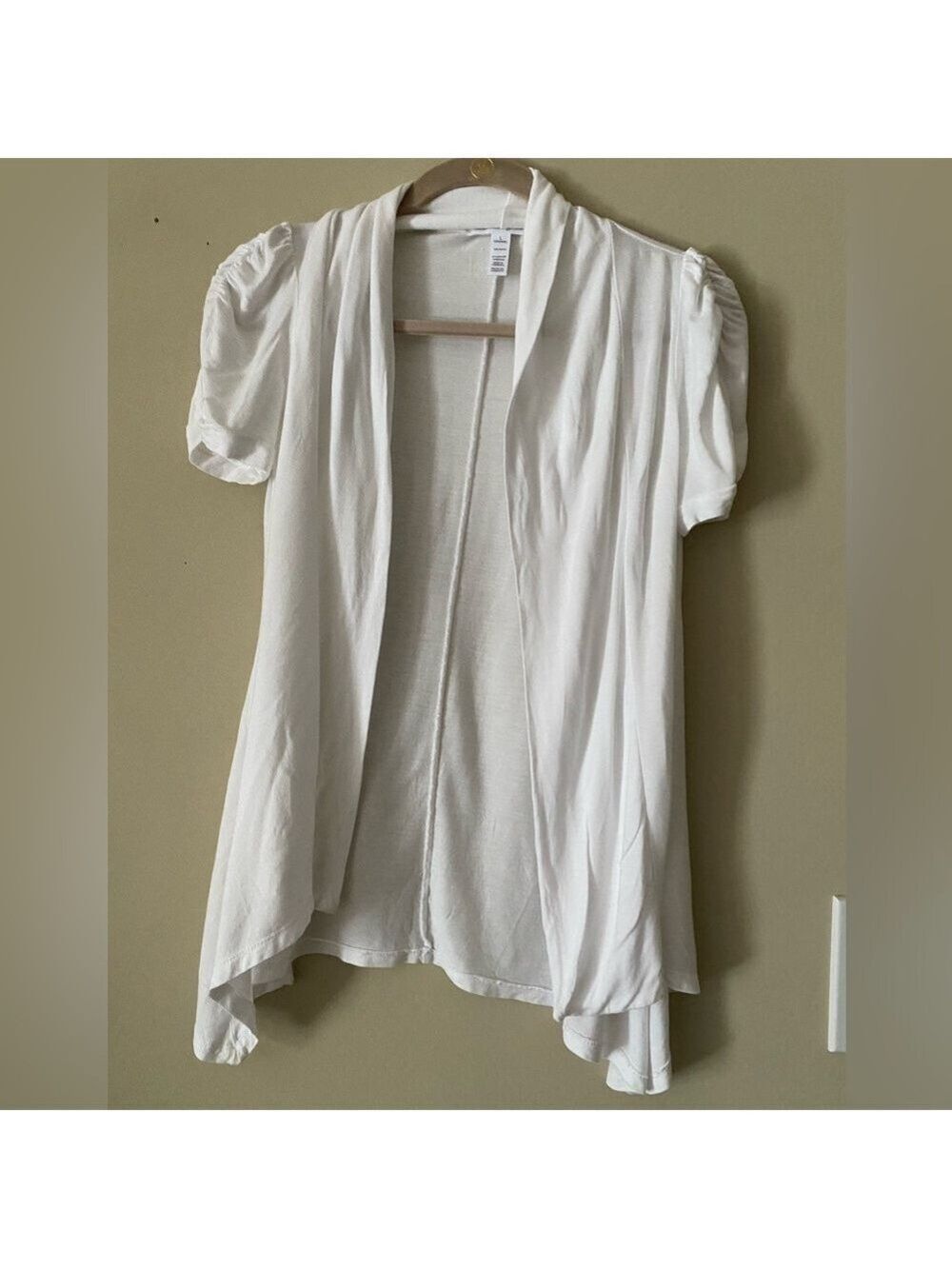 Ambiance Apparel White Open Cascading Jacket L